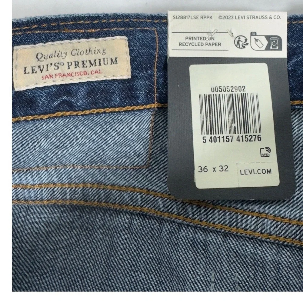 Levi's 505 Selvedge Premium Straight Jeans‎ Mens 36x32 Blue Irregular
